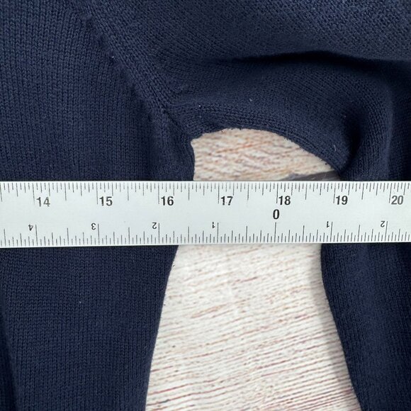 L-RL Lauren Active Full Zip Knit Hoodie Sweater Women's Medium‎ Blue/White - Picture 11 of 14